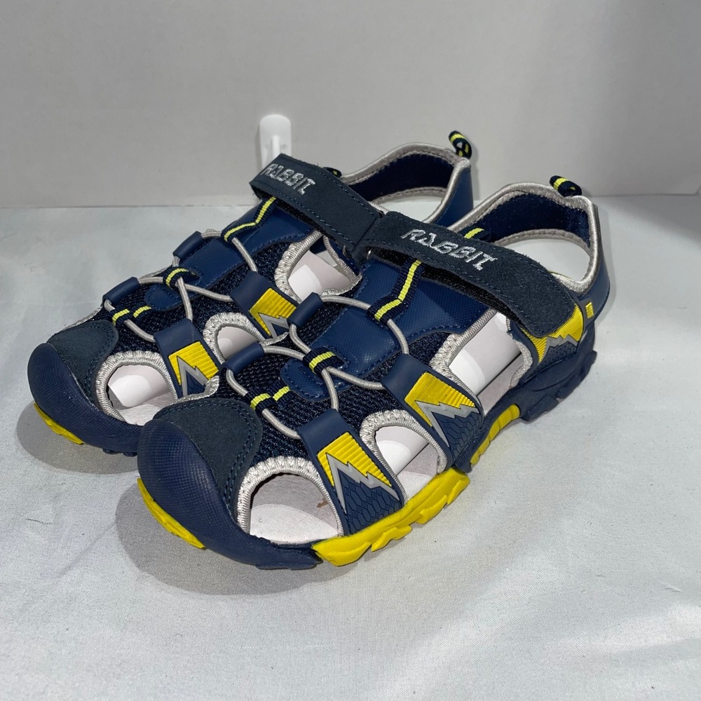 Rabbit‎ Boys Navy Blue Yellow Athletic Closed Toe Outdoor Sandals Size 36